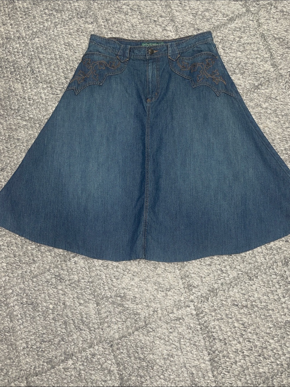 Lauren Ralph Lauren Blue Denim Flared Skirt